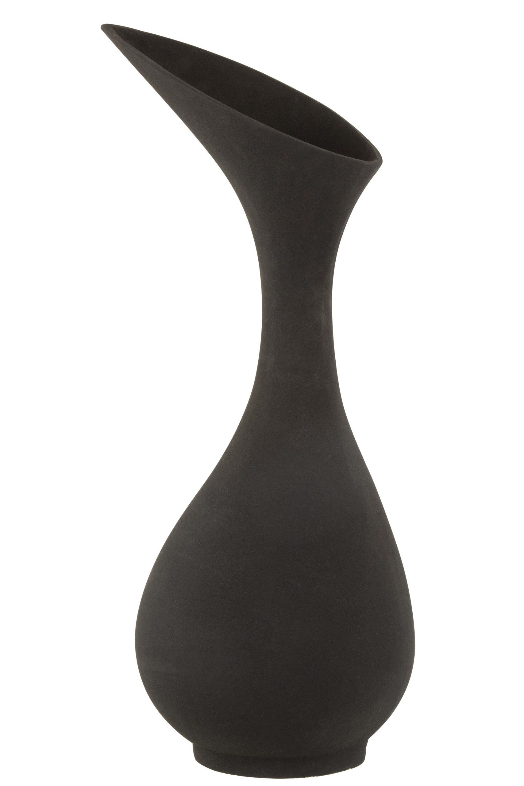 J-Line vaas Olivia Ruw - aluminium - zwart - large - 77.5 cm hoog
