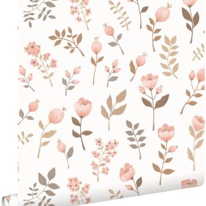 ESTAhome behang bloemen zacht roze en vergrijsd olijfgroen – 53 cm x 1 ESTAhome behang bloemen zacht roze en vergrijsd olijfgroen – 53 cm x 1