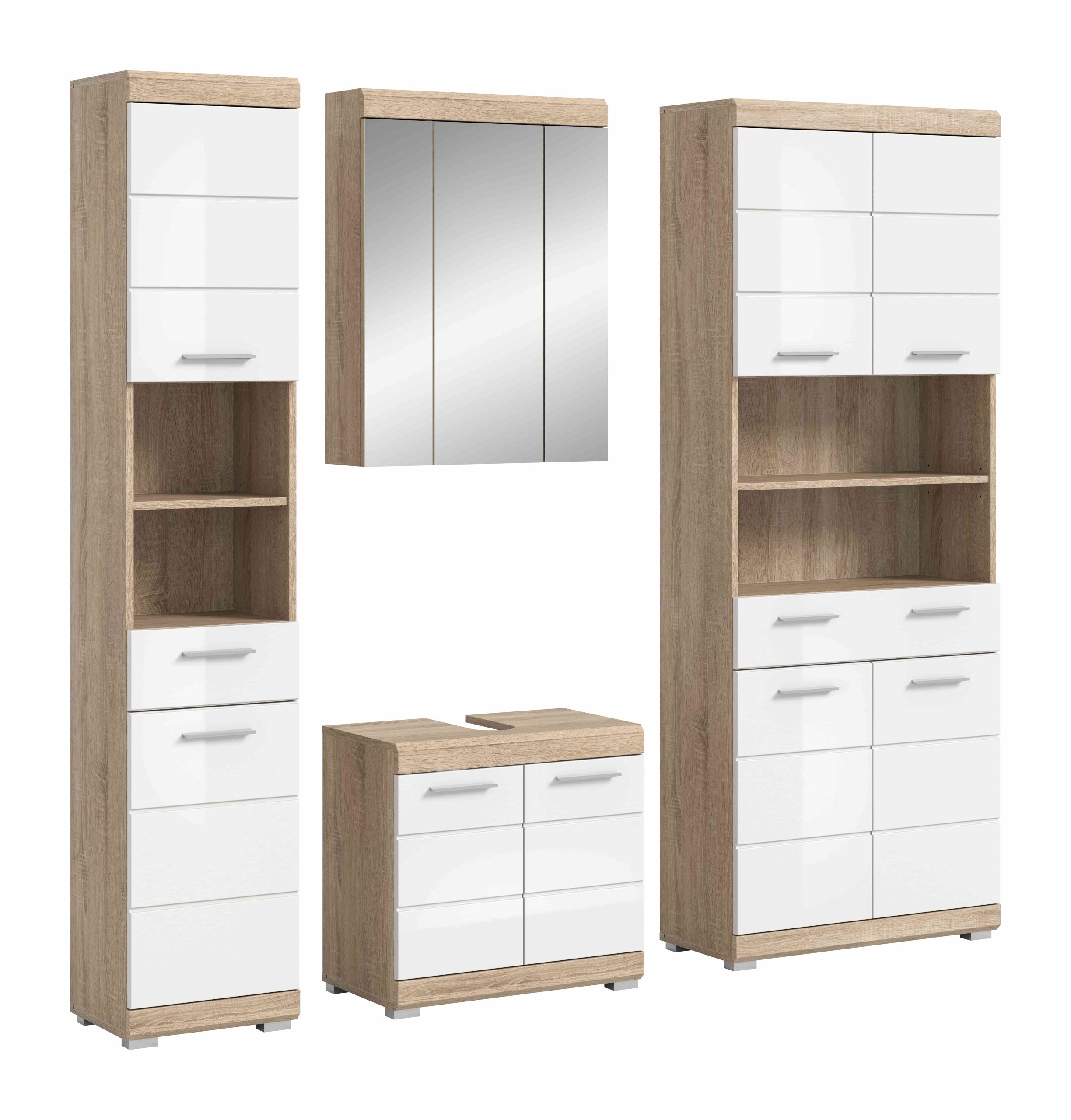 Furnilux Badkamercombinatie Lambada Met Hoge Kast Eik/Wit Hoogglans 18