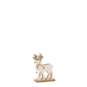 J-Line decoratie Rendier Op Voet – hout – wit – small