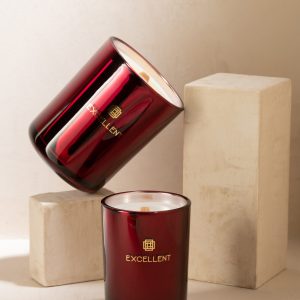 J-Line geurkaars Excellent – Rose Champagne – glas – rood – small – 50 J-Line geurkaars Excellent – Rose Champagne – glas – rood – small – 50