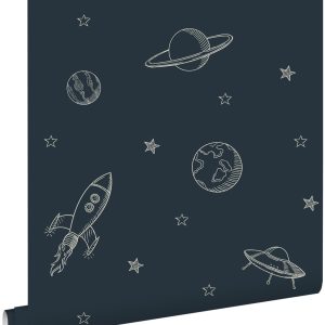 ESTAhome behang planeten in de ruimte donkerblauw – 53 cm x 10.05 m – ESTAhome behang planeten in de ruimte donkerblauw – 53 cm x 10.05 m –