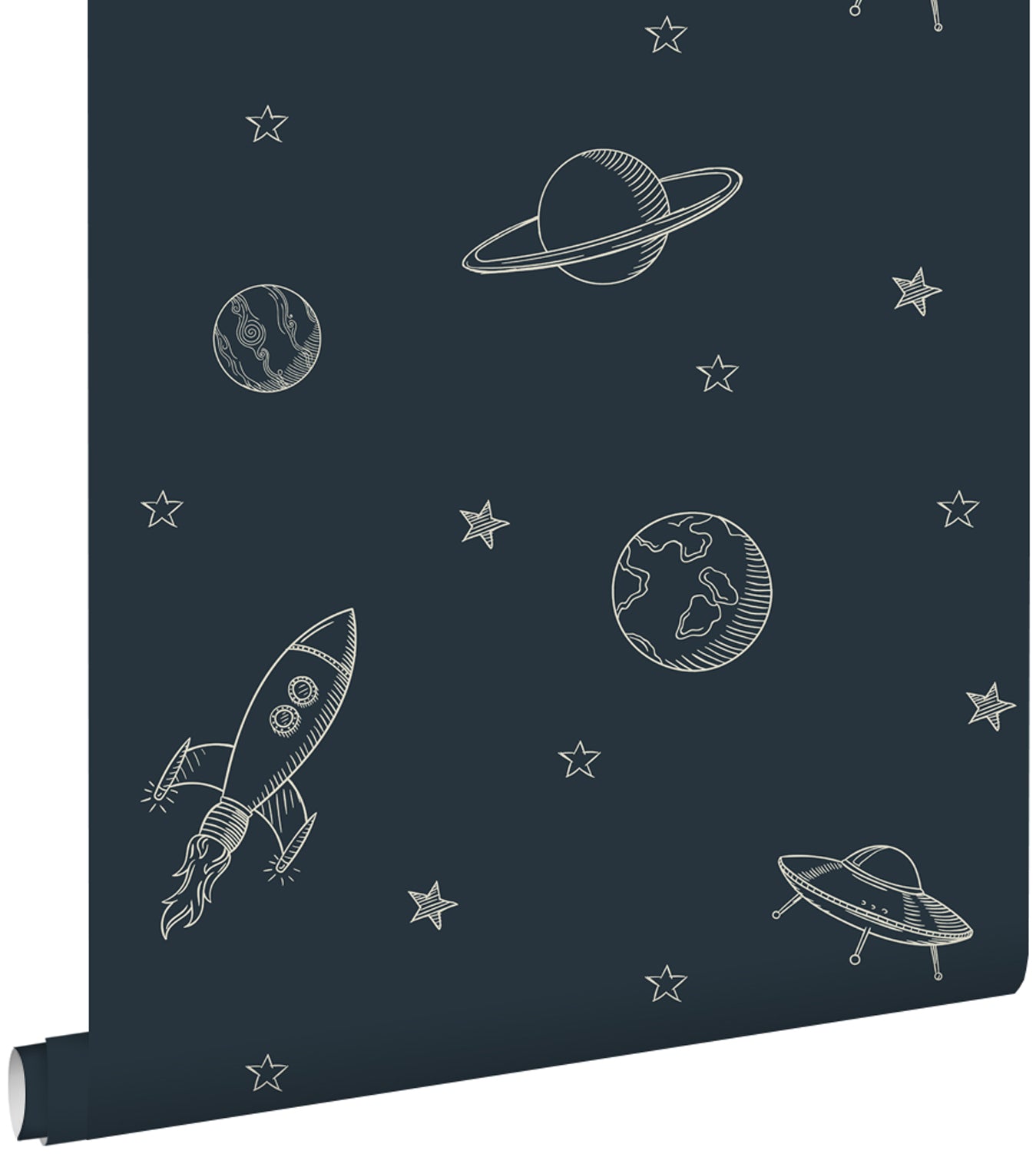 ESTAhome behang planeten in de ruimte donkerblauw - 53 cm x 10.05 m -