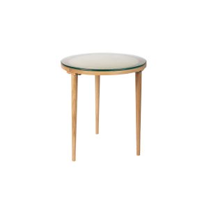 Housecraft Living Haru Bijzettafel Rond Glas/ Hout 45×45 cm Naturel