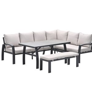 Vasano lounge-dining hoekset – rechts – 4-dlg. – c.black – sand Vasano lounge-dining hoekset – rechts – 4-dlg. – c.black – sand