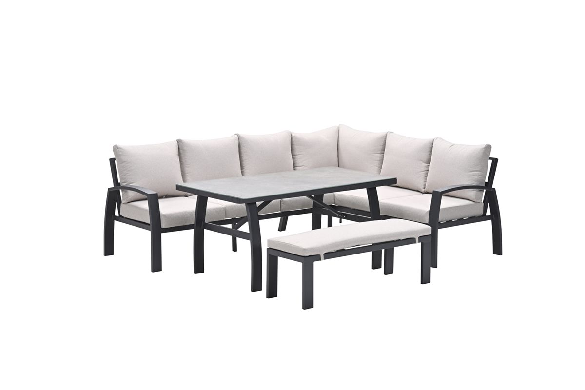 Vasano lounge-dining hoekset - rechts - 4-dlg. - c.black - sand
