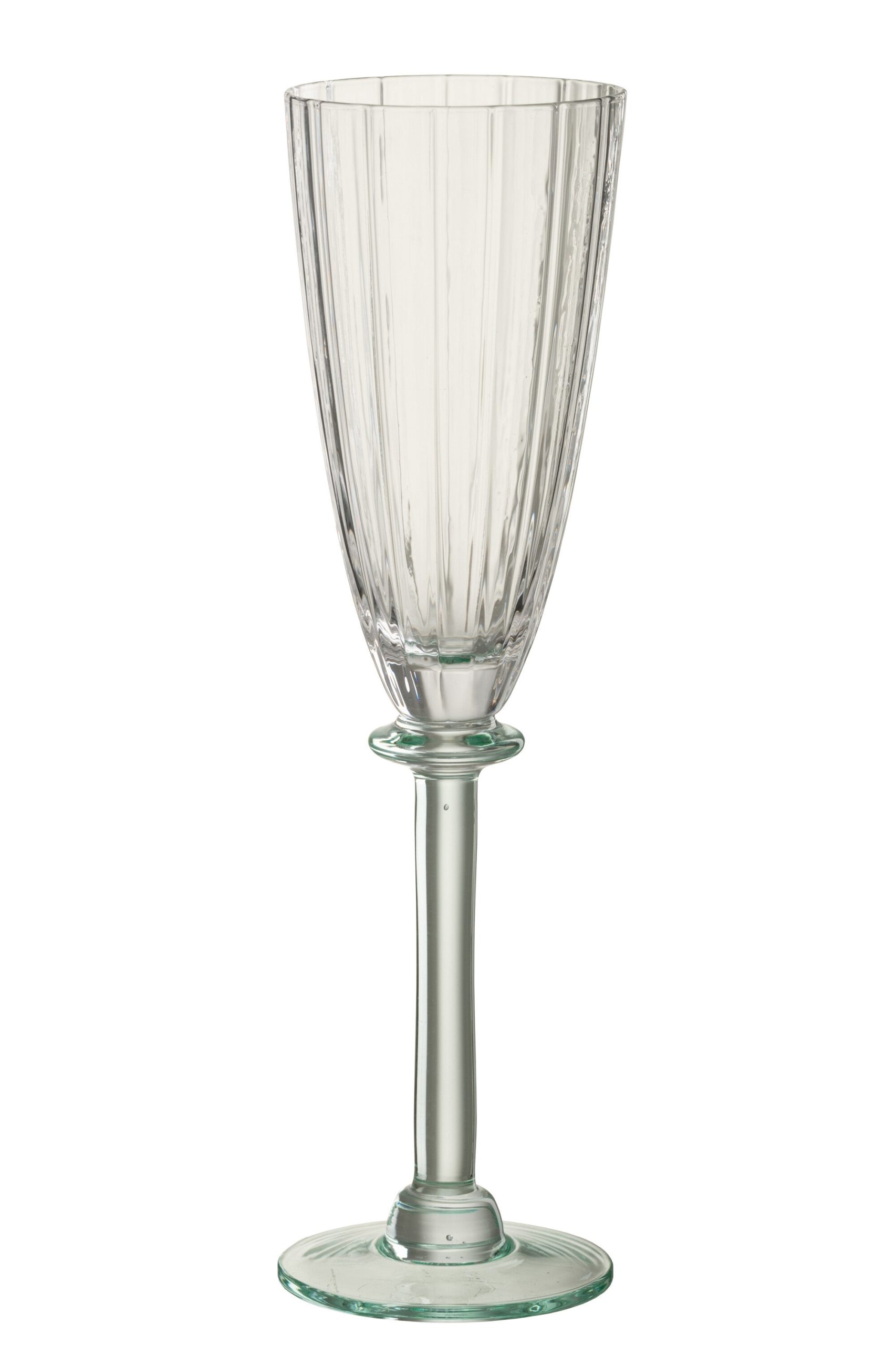 J-Line champagneglas Gestreept - glas - transparant/groen - doos van 6