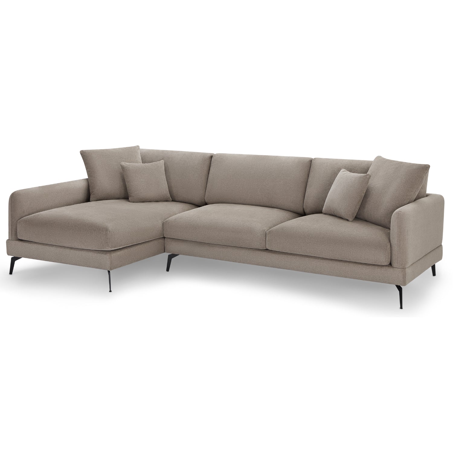 Furnhouse chaise longue bank links Maggie - Taupe - Stof - 95x290x90