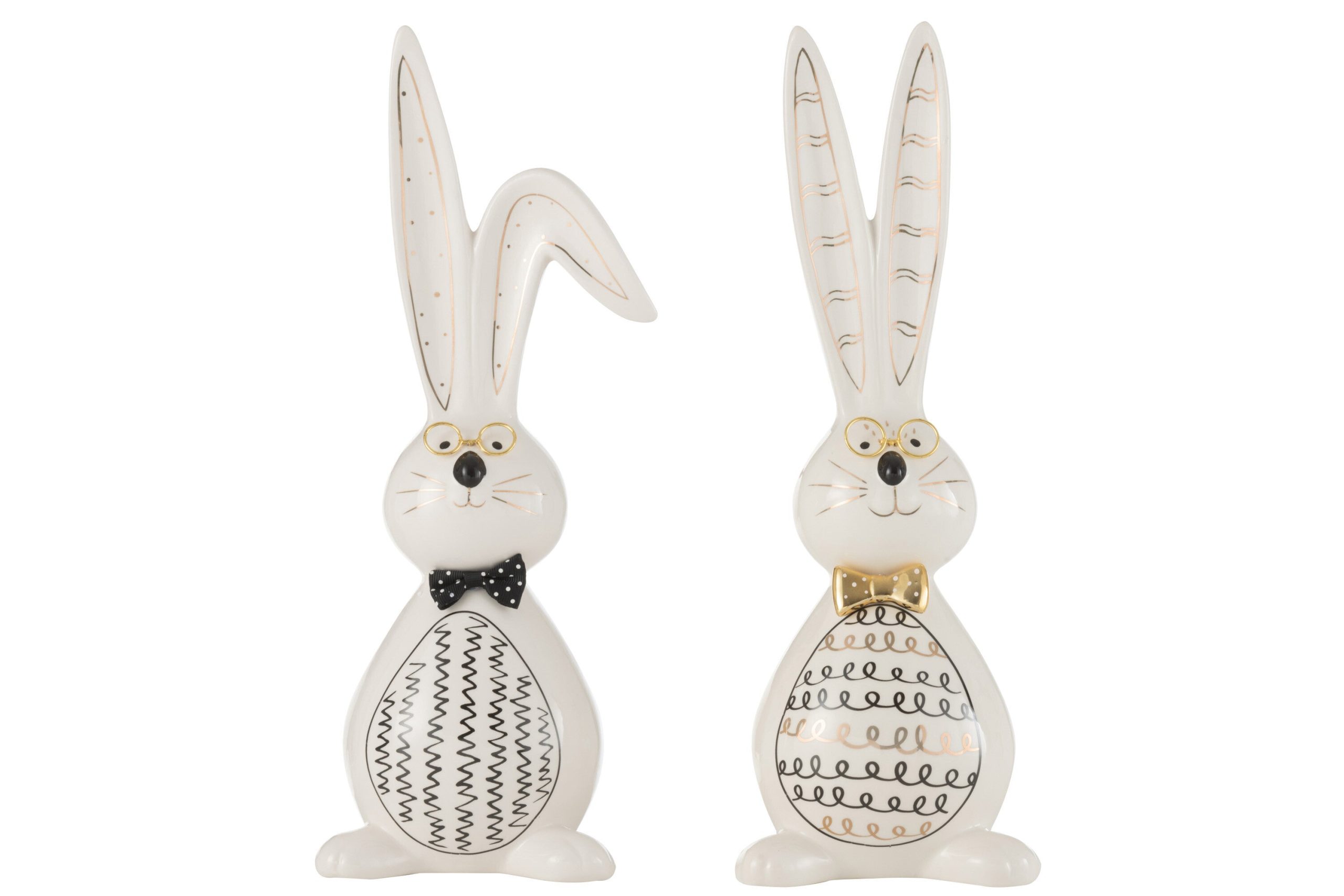 J-Line figuur Konijn Robert - keramiek - mix - large - 2 stuks