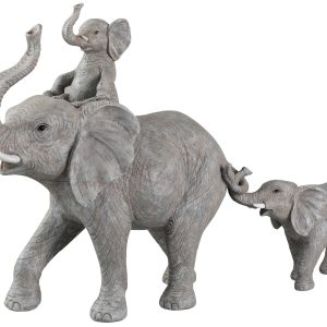 J-Line figuur Olifant Staand Met Kind Op Rug – polyresin – grijs J-Line figuur Olifant Staand Met Kind Op Rug – polyresin – grijs