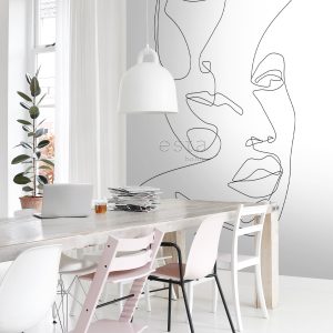ESTAhome fotobehang line art gezichten zwart wit – 200 x 300 cm – 1589 ESTAhome fotobehang line art gezichten zwart wit – 200 x 300 cm – 1589