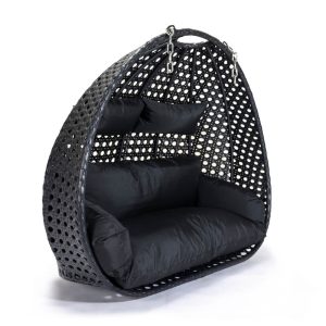Home Deluxe Polyrotan Hangstoel TWIN Zwart Alleen mand + kussen
