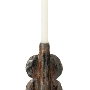 J-Line vaas Naga – keramiek – zwart/bruin – small – 20 cm hoog