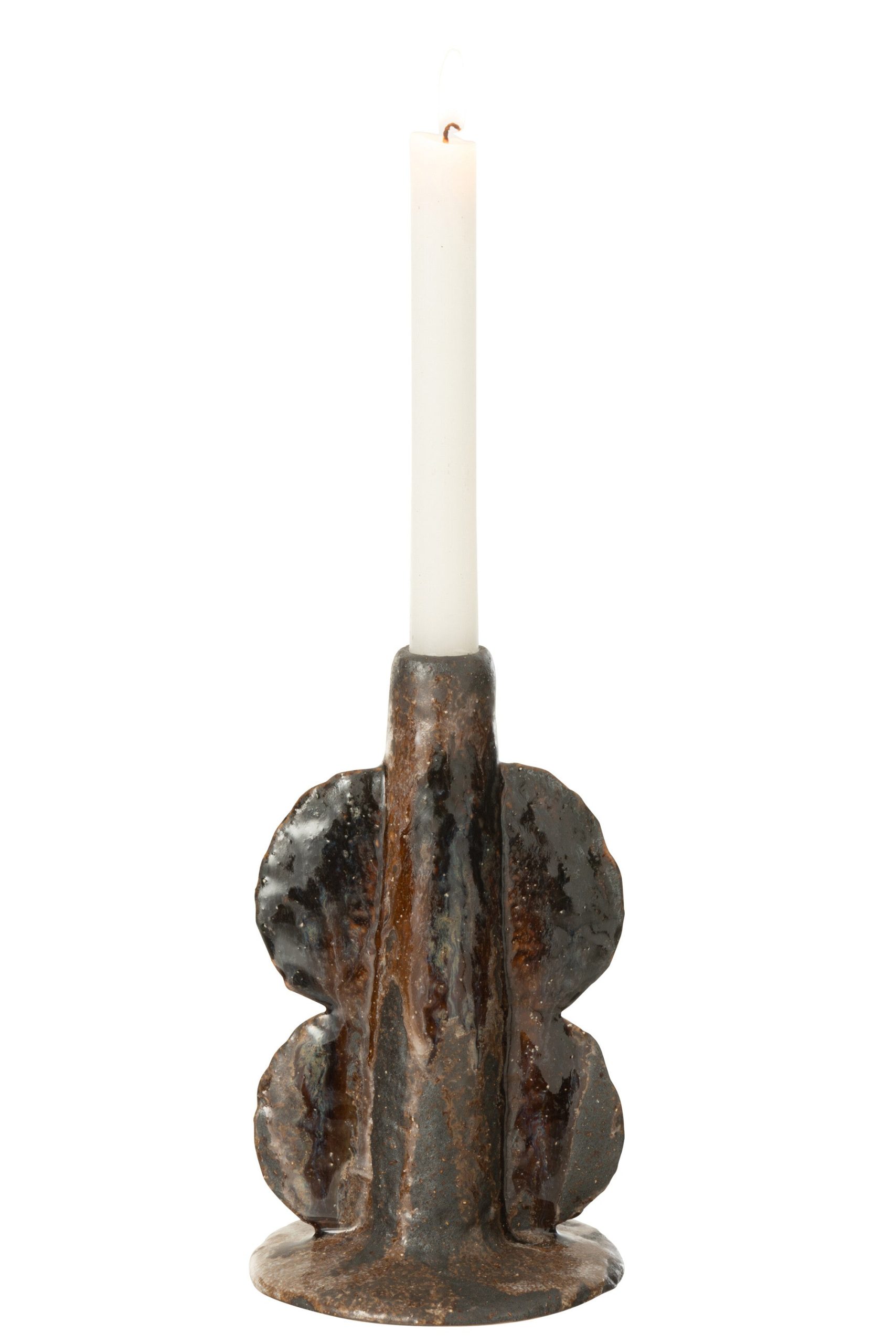 J-Line vaas Naga - keramiek - zwart/bruin - small - 20 cm hoog