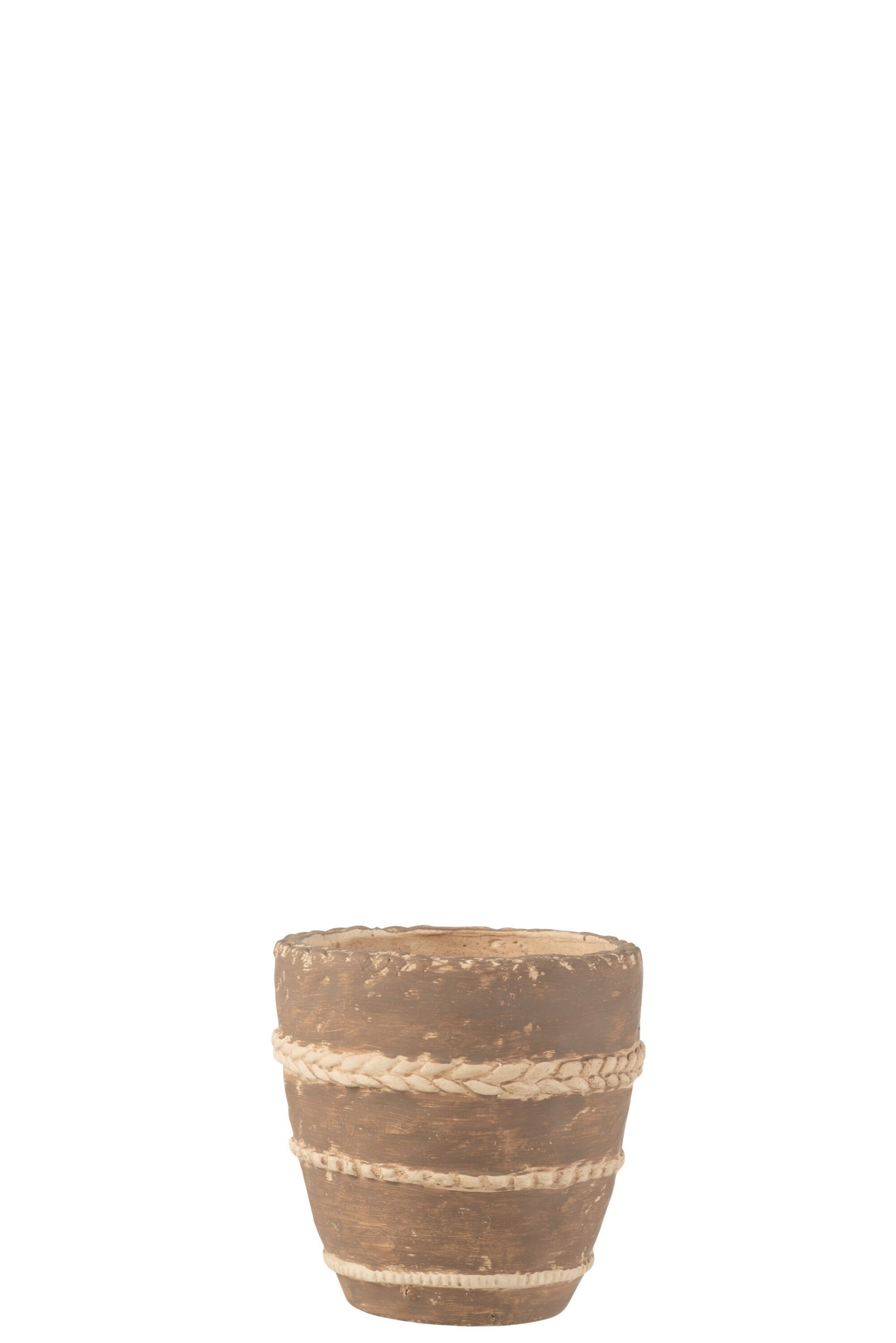 J-Line bloempot Gevlochten - cement - bruin - medium - 2 stuks - Ø 15
