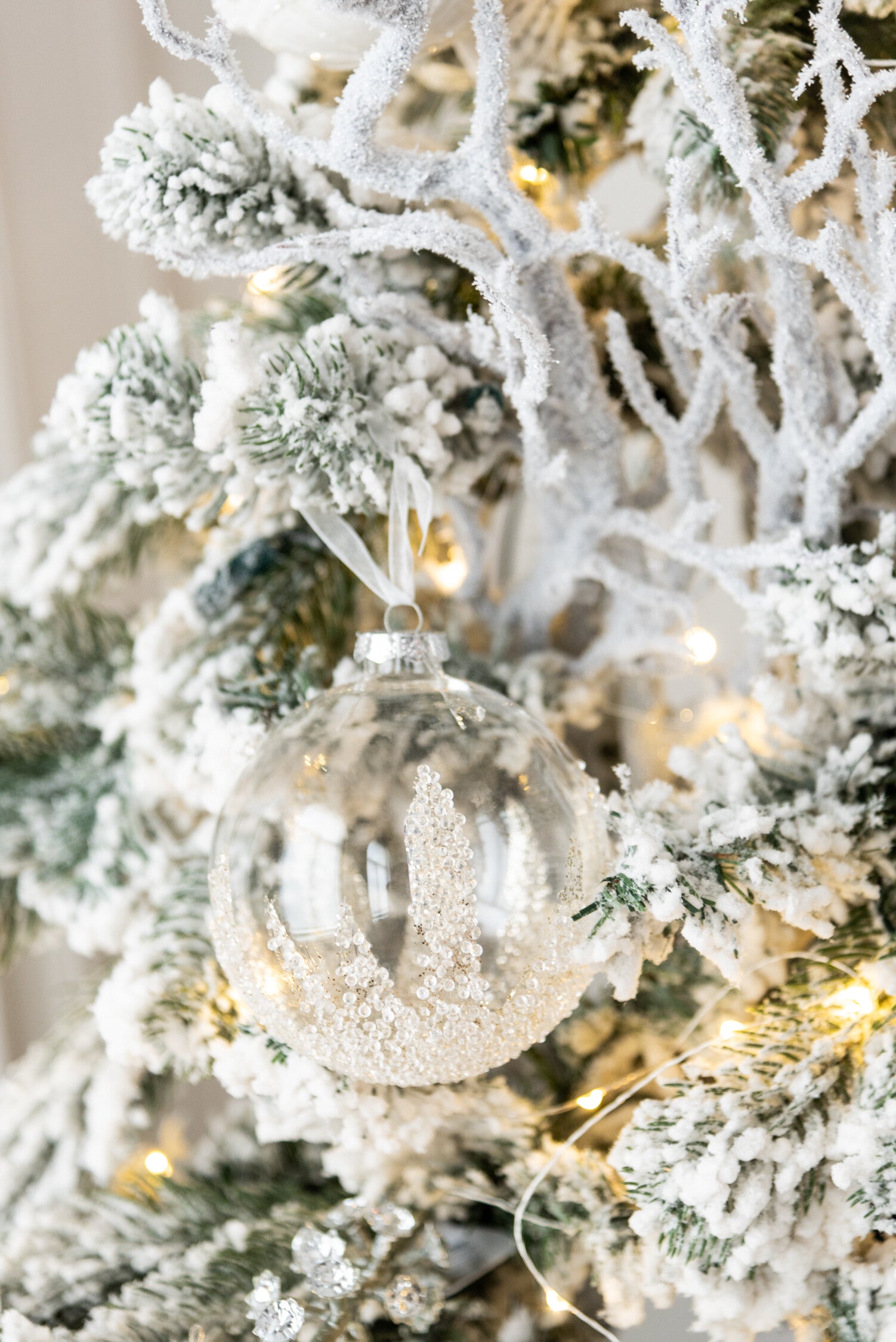 J-Line kerstbal Suiker Onderaan - glas - transparant - medium - doos v