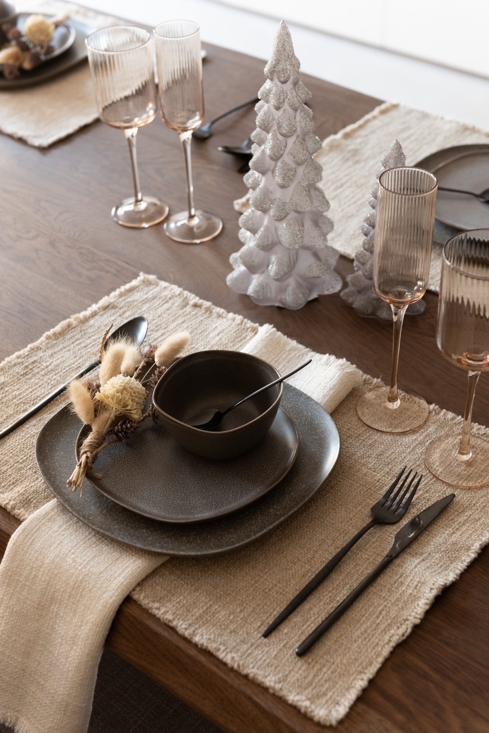 J-Line decoratie Kerstboom Suiker - glas - grijs - small