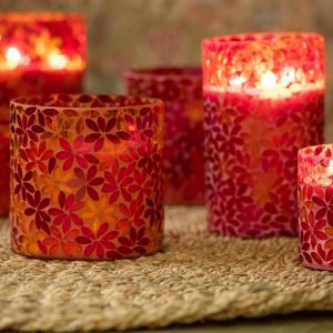 J-Line geurkaars Bloemen Mozaiek – Tender Rose – medium – 2 stuks – 55 J-Line geurkaars Bloemen Mozaiek – Tender Rose – medium – 2 stuks – 55