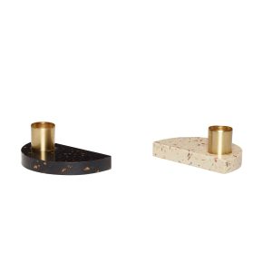 Hübsch kandelaars Crescent – ijzer/terrazzo – 10x6xh4cm