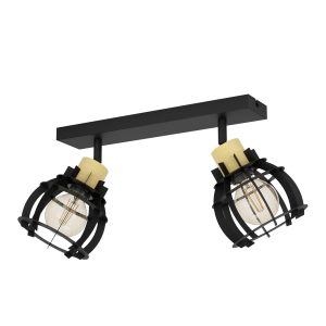 EGLO spot Stillington 1 – e27 – 42 cm – zwart/bruin – hout/staal EGLO spot Stillington 1 – e27 – 42 cm – zwart/bruin – hout/staal