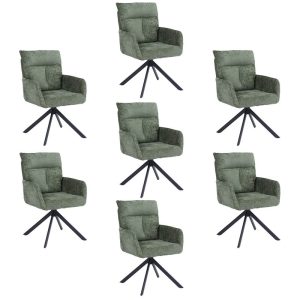 Home Deluxe ALUNA chenille eetkamerstoel met armleuningen – set van 7