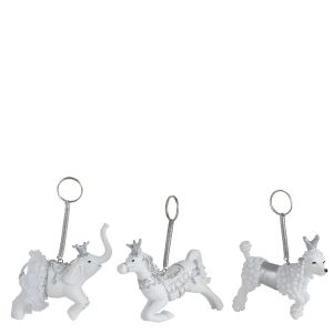 J-Line hanger Dier – polyresin – wit/zilver – 3 stuks J-Line hanger Dier – polyresin – wit/zilver – 3 stuks