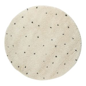 Interieur vloerkleed Dots – cream/zwart – Ø 120 cm