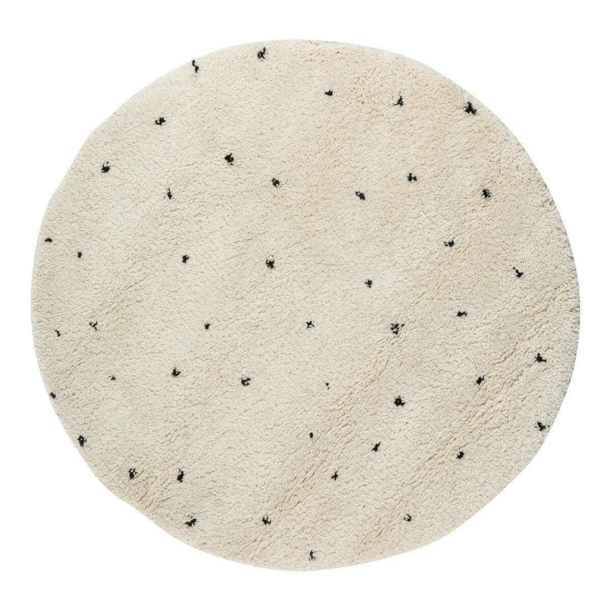 Interieur vloerkleed Dots - cream/zwart - Ø 120 cm