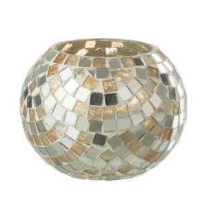 J-Line theelichthouder Mozaiek – glas – zilver/goud – small