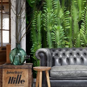ESTAhome fotobehang tropische jungle cactus wand tropisch junglegroen