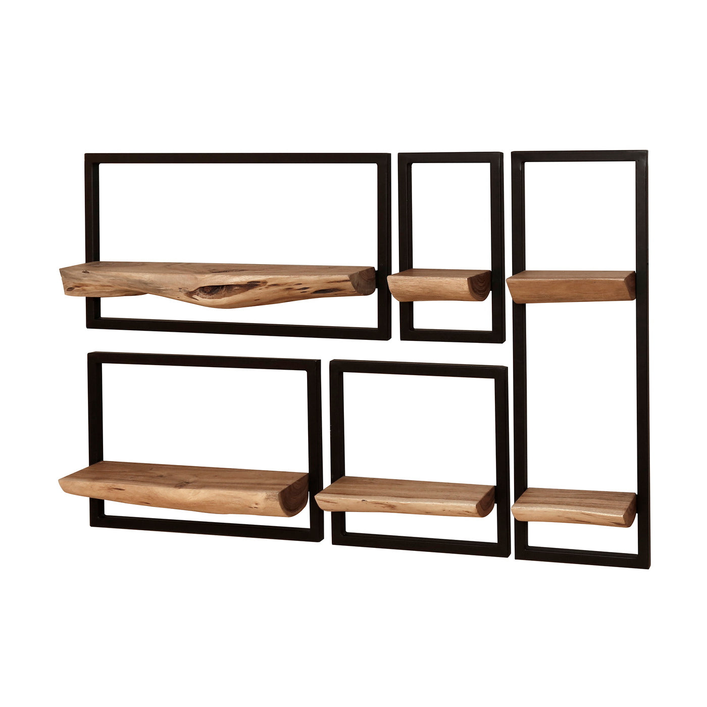 Giga Meubel Wandschap Edge - Naturel Acaciahout - Set van 5 - 25x12x75