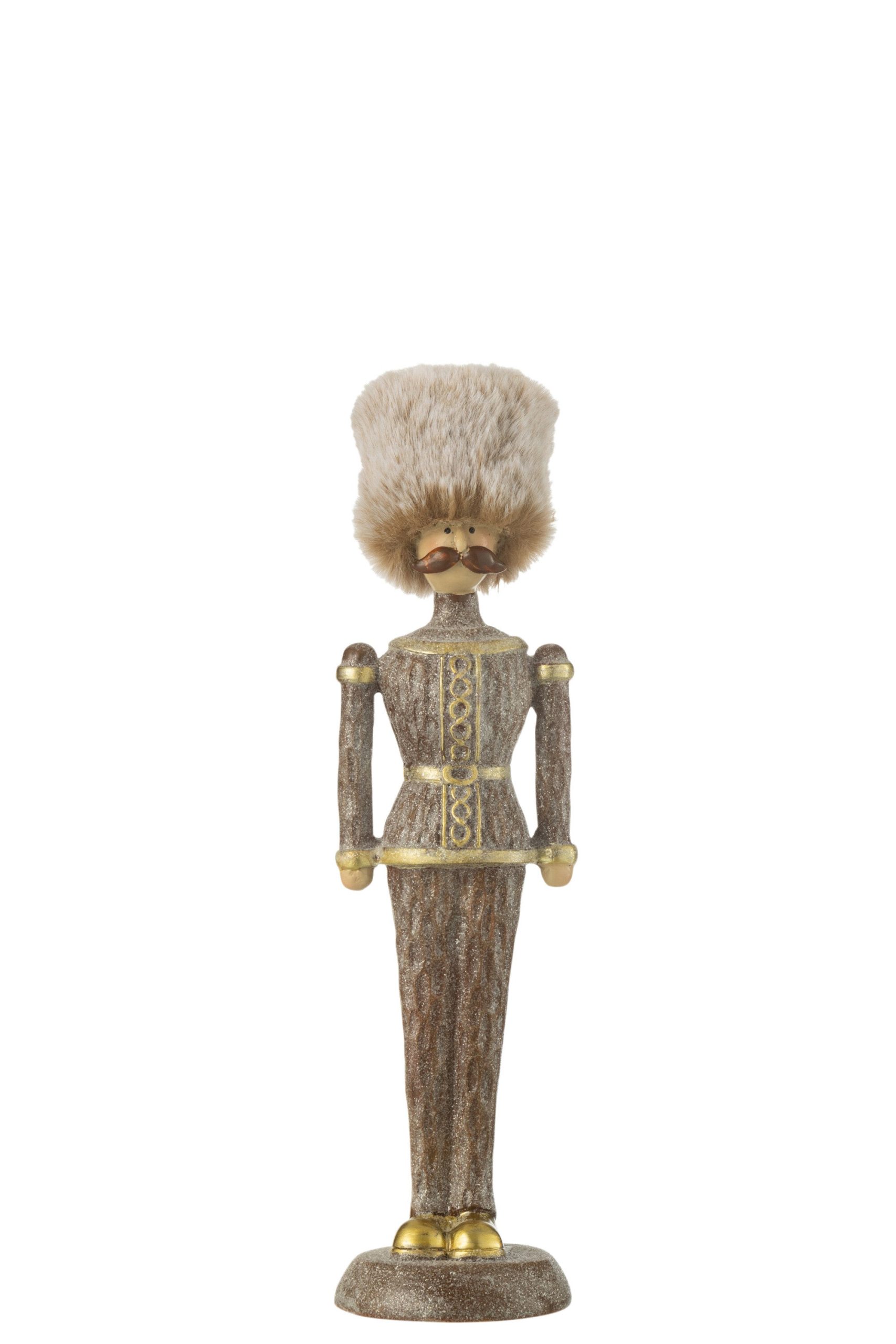 J-Line figuur Notenkraker Bont Hoed Glitter - polyresin - bruin - medi