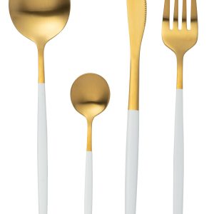 J-Line bestek – roestvrij staal – goud/wit – box van 24 stuks J-Line bestek – roestvrij staal – goud/wit – box van 24 stuks