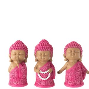 J-Line figuur Monnik Ketting – polyresin – roze – 3 stuks