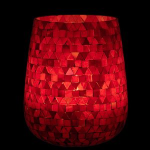 J-Line windlicht Mozaiek Driehoek – glas – rood/roze – large J-Line windlicht Mozaiek Driehoek – glas – rood/roze – large