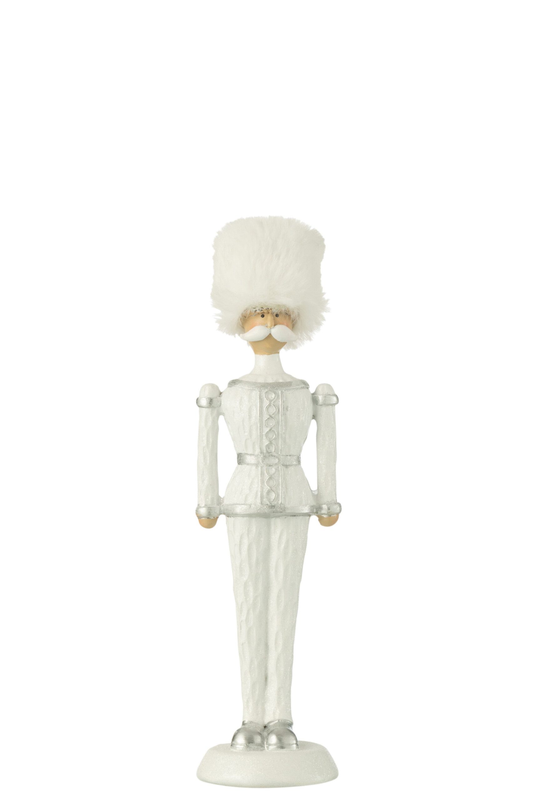J-Line figuur Notenkraker bont hoed glitter - polyresin - wit - medium