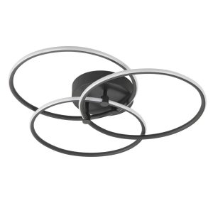 Highlight plafondlamp Circles – 1 lichts – 49 x 10 cm – zwart