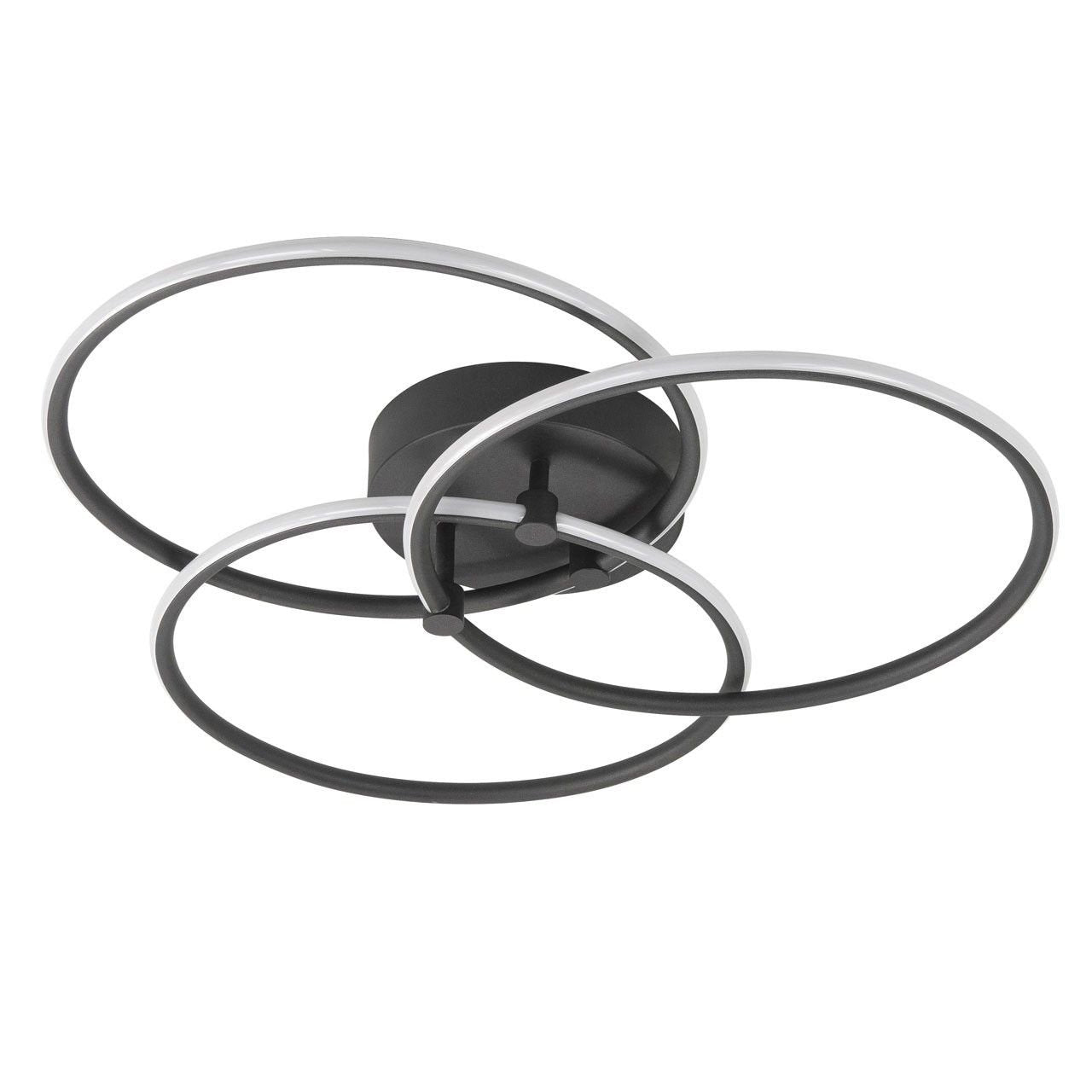 Highlight plafondlamp Circles - 1 lichts - 49 x 10 cm - zwart