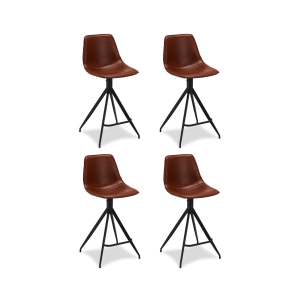 Furnhouse barkruk Isabel – Cognacbruin – Kunstleer – Set van 4