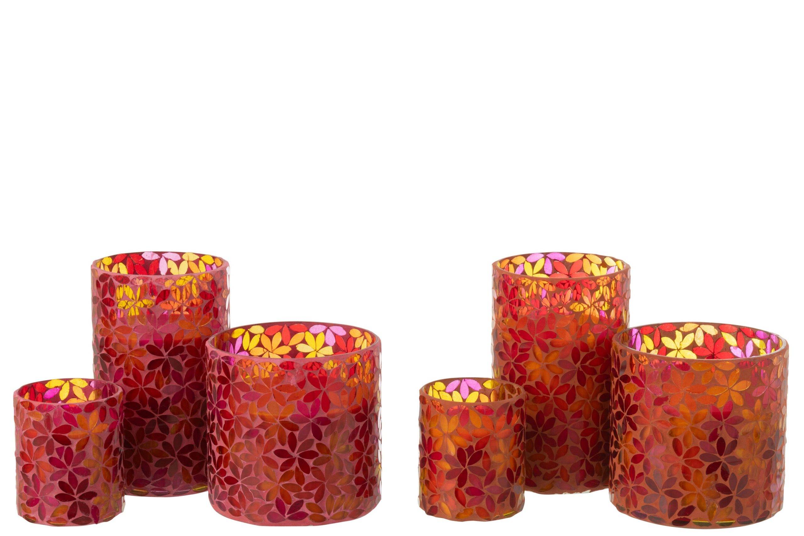 J-Line geurkaars Bloemen Mozaiek - Tender Rose - mix - large - 2 stuks