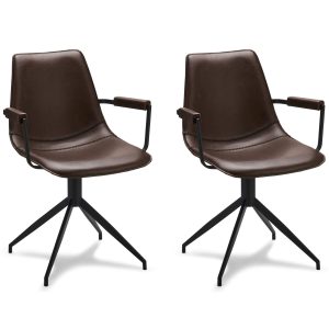 Furnhouse eetkamerstoelen armleuning Isabel – Donkerbruin – Kunstleer