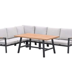 Elati lounge-dining hoekset-5-delig-c.black – sand – light teaklook