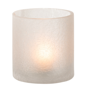 J-Line windlicht Cilinder Craquelé – glas – wit – small – 2 stuks J-Line windlicht Cilinder Craquelé – glas – wit – small – 2 stuks