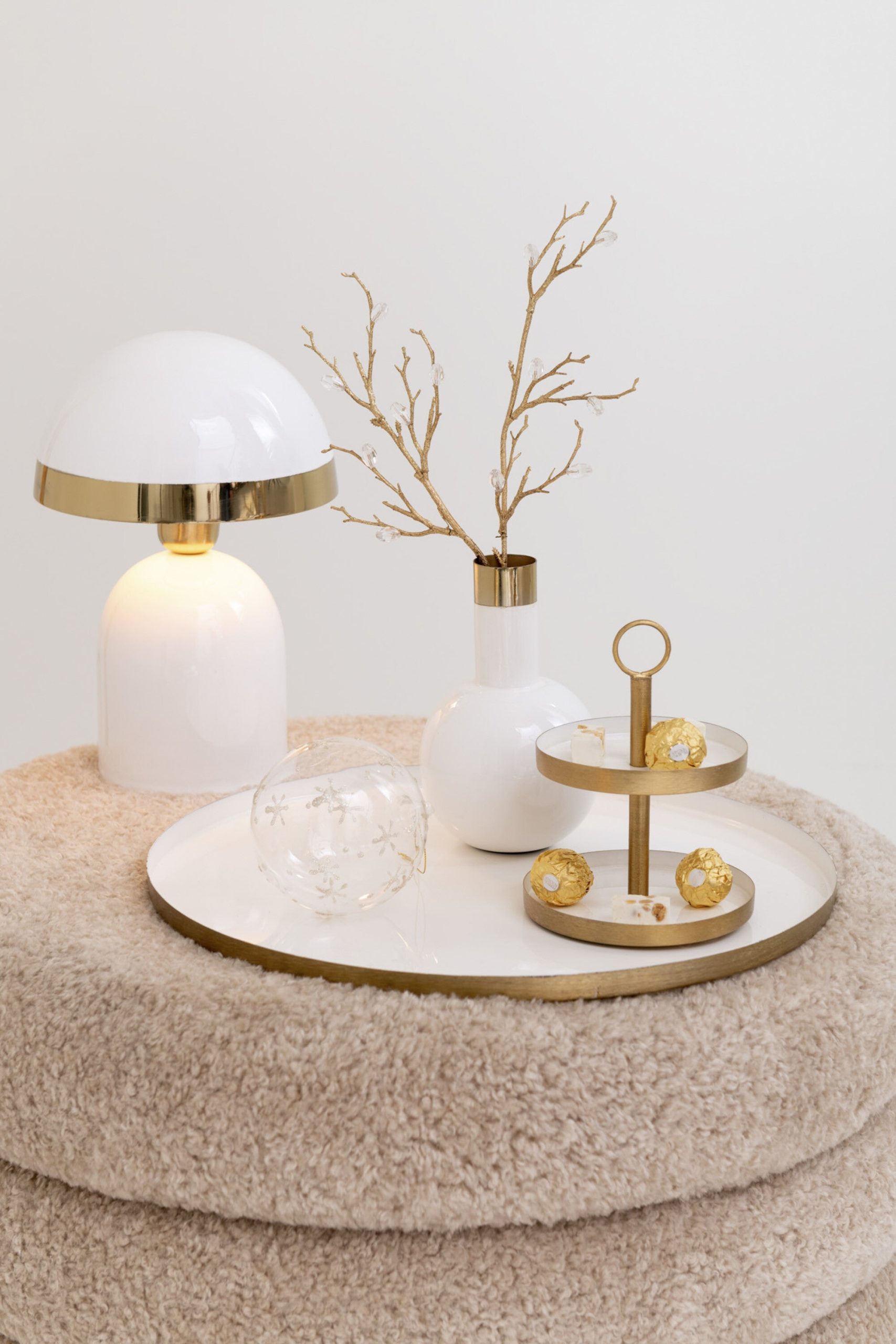 J-Line decoratie Tak Stenen - kunststof - goud/transparant - 24 stuks