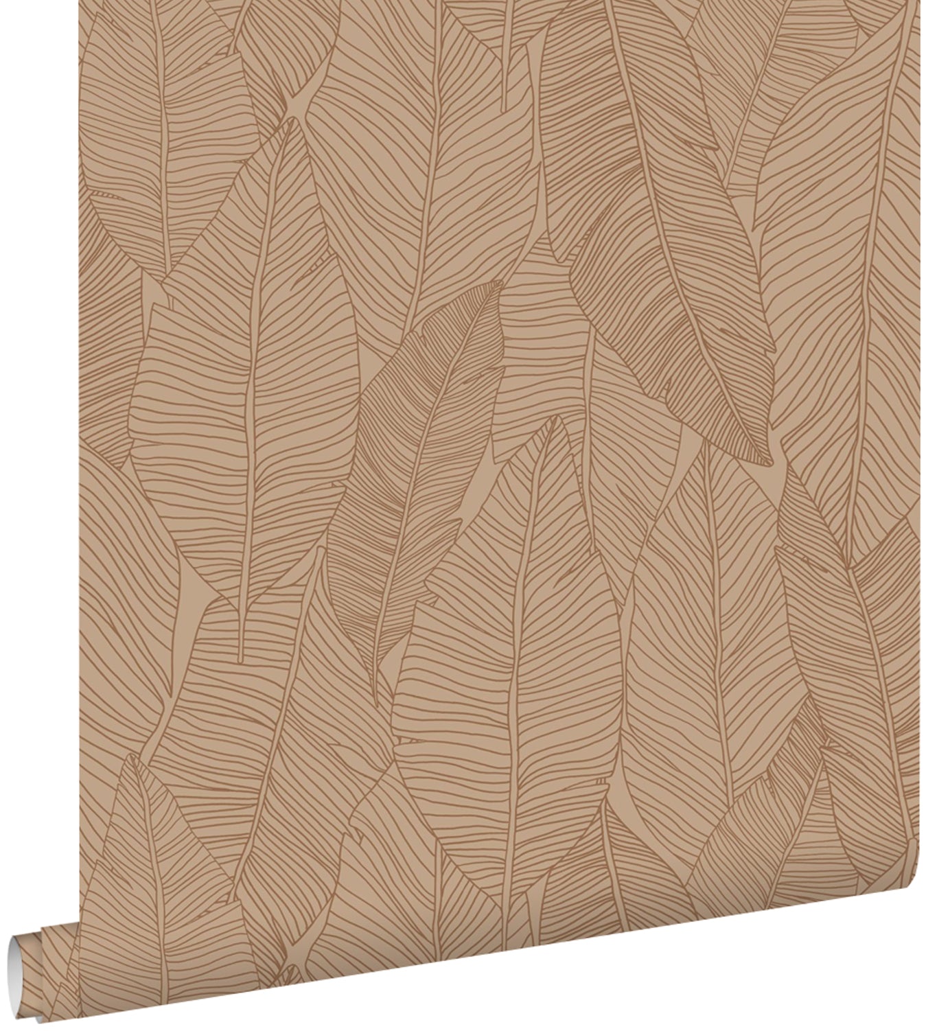 ESTAhome behang getekende bladeren terracotta roze - 53 cm x 10.05 m -