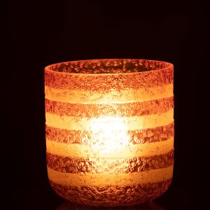 J-Line windlicht Strepen – glas – rood/wit – large J-Line windlicht Strepen – glas – rood/wit – large