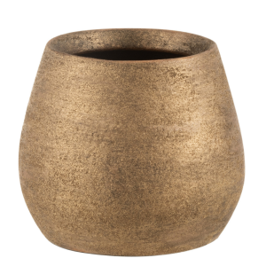J-Line bloempot Oneffen Ruw – keramiek – goud – small – 2 stuks – Ø 16