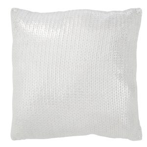 J-Line kussen Metaalachtig – polyester – zilver