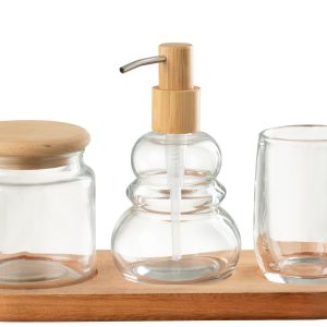 J-Line badkamerset – glas/hout – tansparant J-Line badkamerset – glas/hout – tansparant