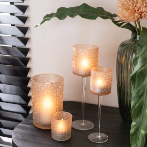 J-Line windlicht Vierkanten – glas – beige – small – 3 stuks J-Line windlicht Vierkanten – glas – beige – small – 3 stuks